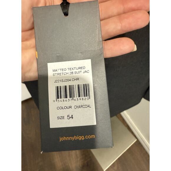 Johnny Bigg Men's Matteo Textured Charcoal Stretch Blazer Size 54 NWT - Picture 3 of 10